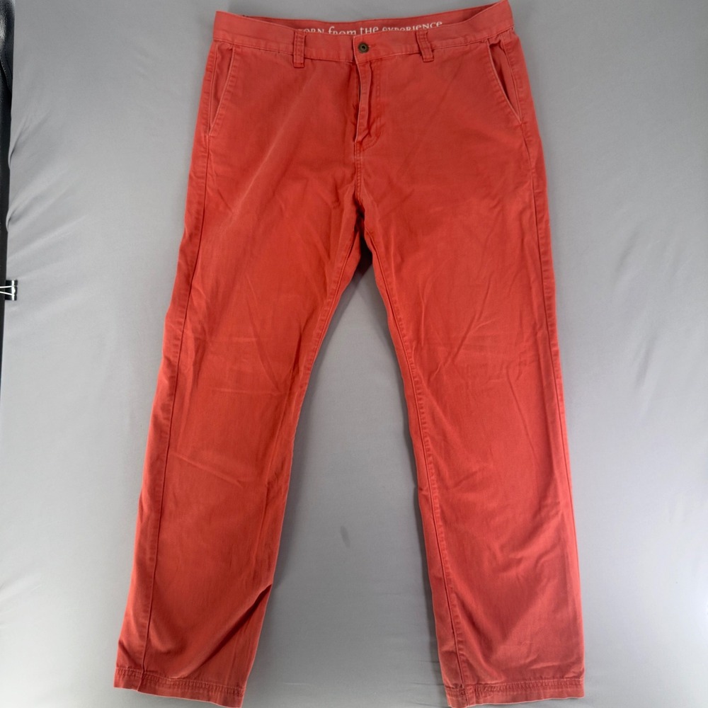 Prana Breathe Mens 38 Straight Leg Pants Coral Orange Cotton Outdoor Casual